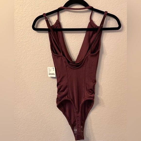 NWT Free People First Choice Burgundy Women's Intimately Free Bodysuit - Picture 7 of 9